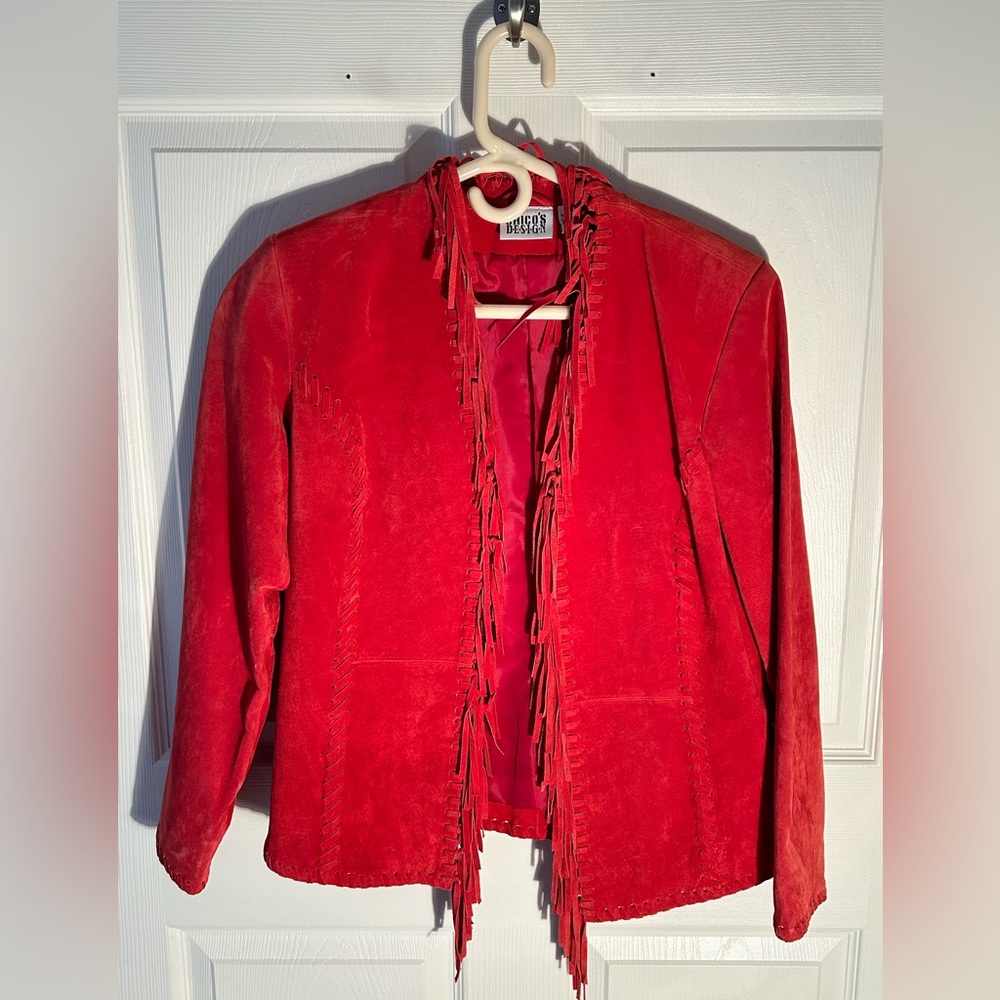 Y2K Chicos bobo leather suede fringe jacket
